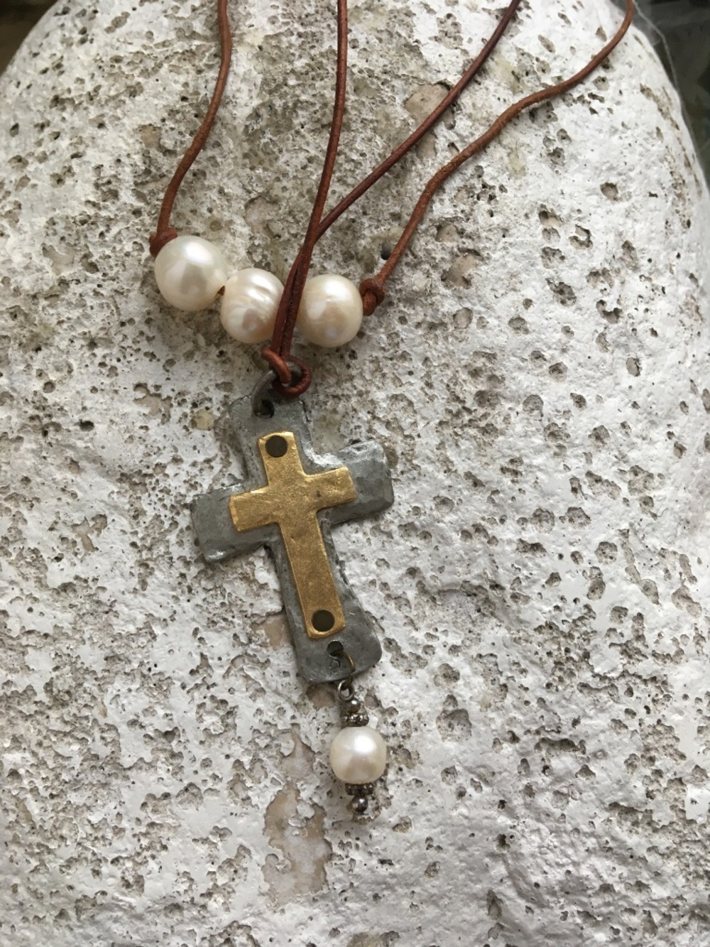 Pearl Necklaces on Leather Cord